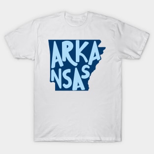 Arkansas Doodle Letters Map Outline-blue T-Shirt